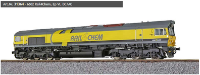 Lokomotywa Class66 6602 Rail4Chem z dźwiękiem i dynamicznym generatorem dymu ESU 31364