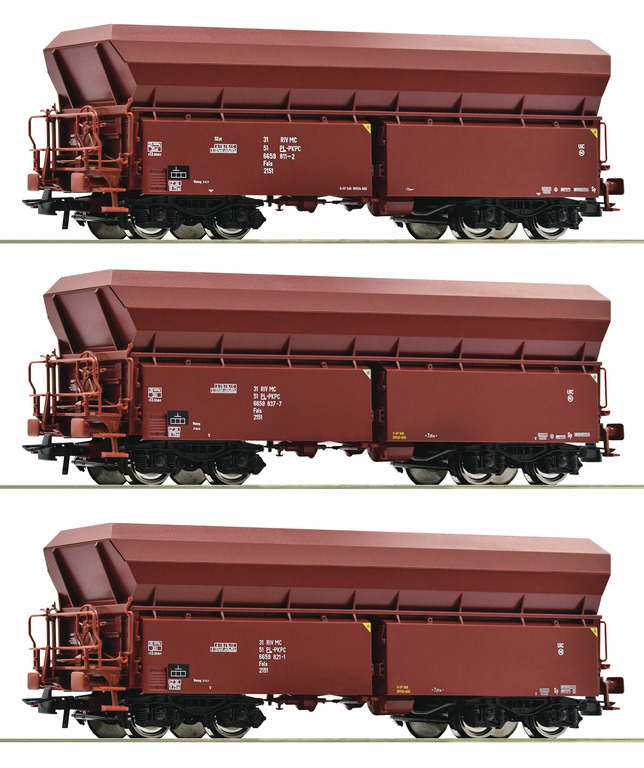 Zestaw 3 wagonów samowyładowczych Fals PKP Cargo Roco 77037 (1)